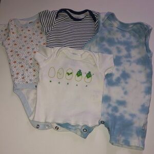 NEWBORN boy bundle. Two onesies, one undershirt and one Burt’s Bees Baby Romper